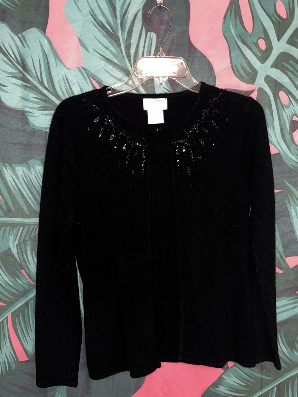 Designers Originals Black Long-Sleeve Embellished Cardigan